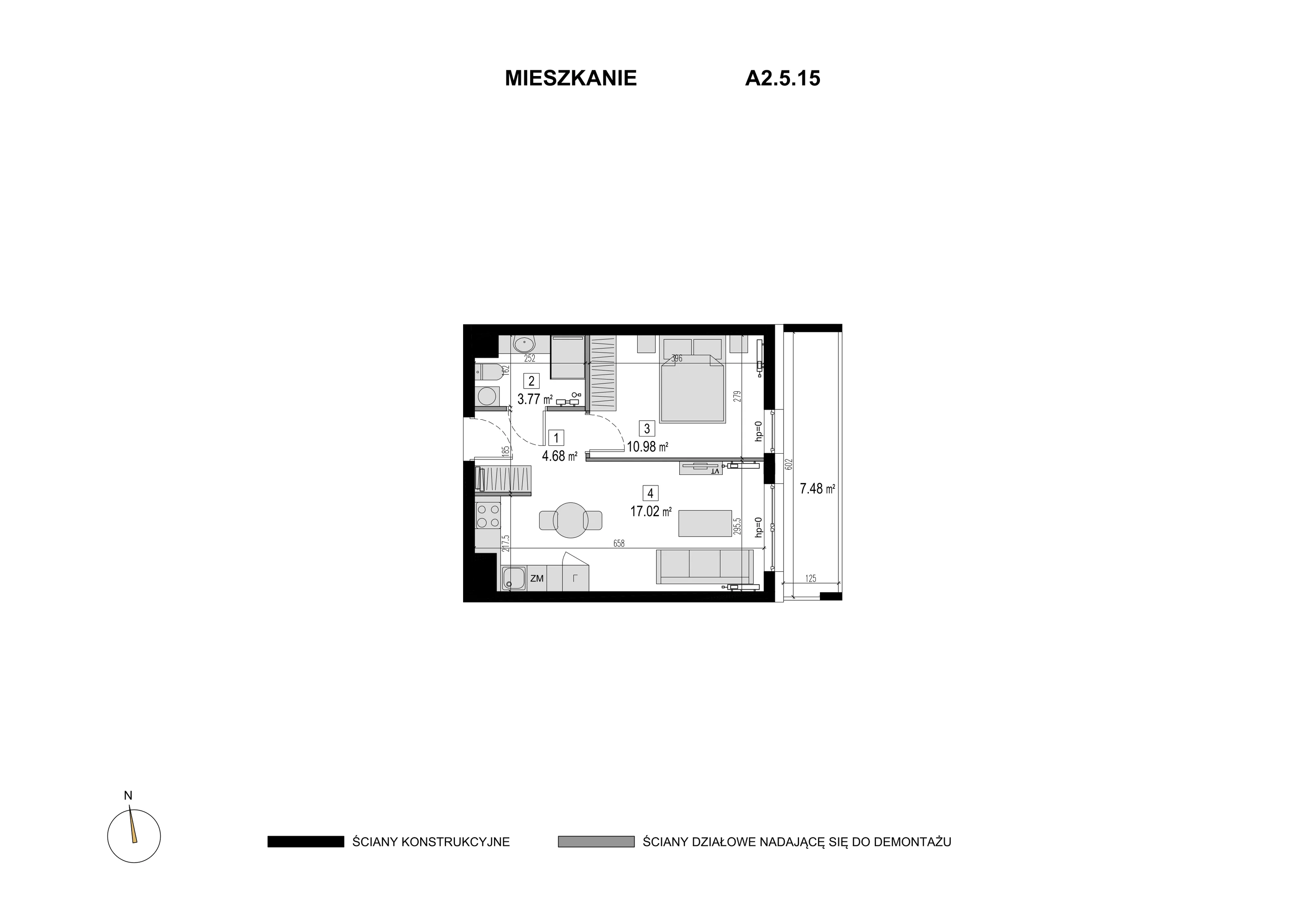 Mieszkanie 36,45 m², piętro 4, oferta nr A2.5.15, Novaforma, Legnica, ul. Chojnowska