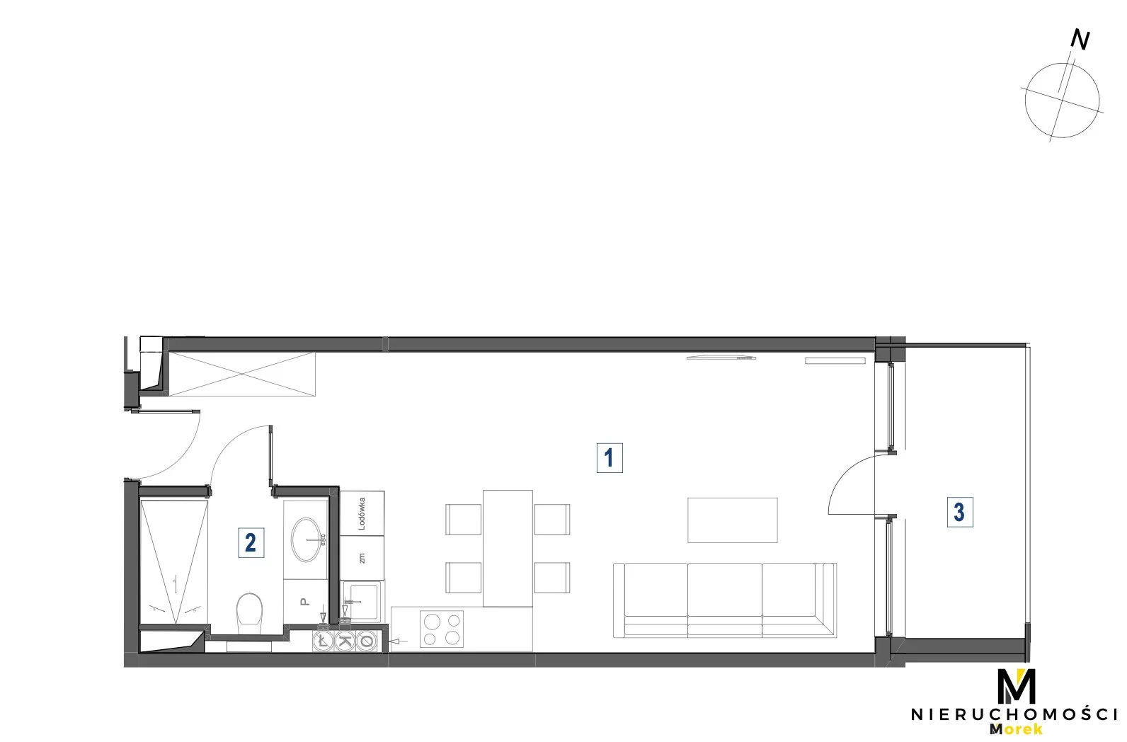 1 pokój, mieszkanie 38,69 m², piętro 4, oferta nr , KMO-MS-2076, Kołobrzeg, Kasprowicza