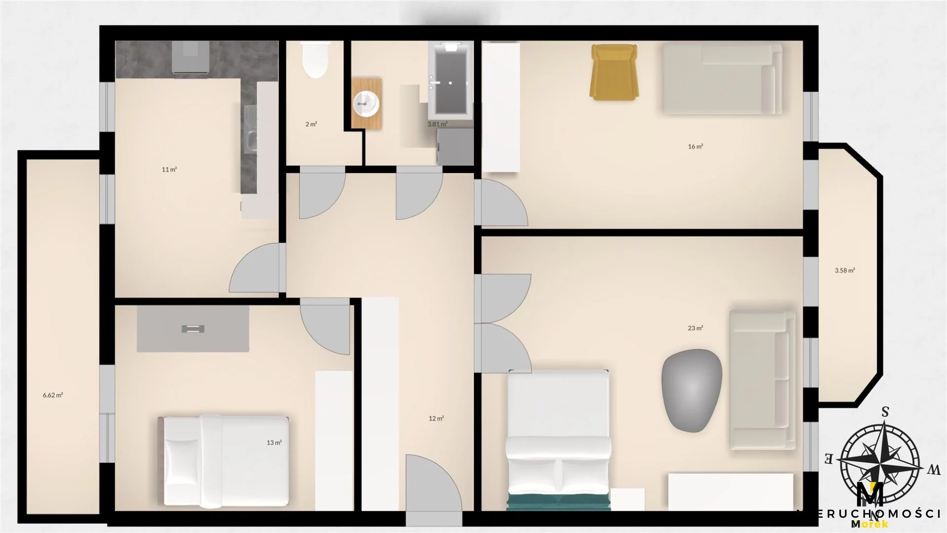 3 pokoje, mieszkanie 78,50 m², piętro 2, oferta nr , KMO-MS-2263, Kołobrzeg, pl. Ratuszowy