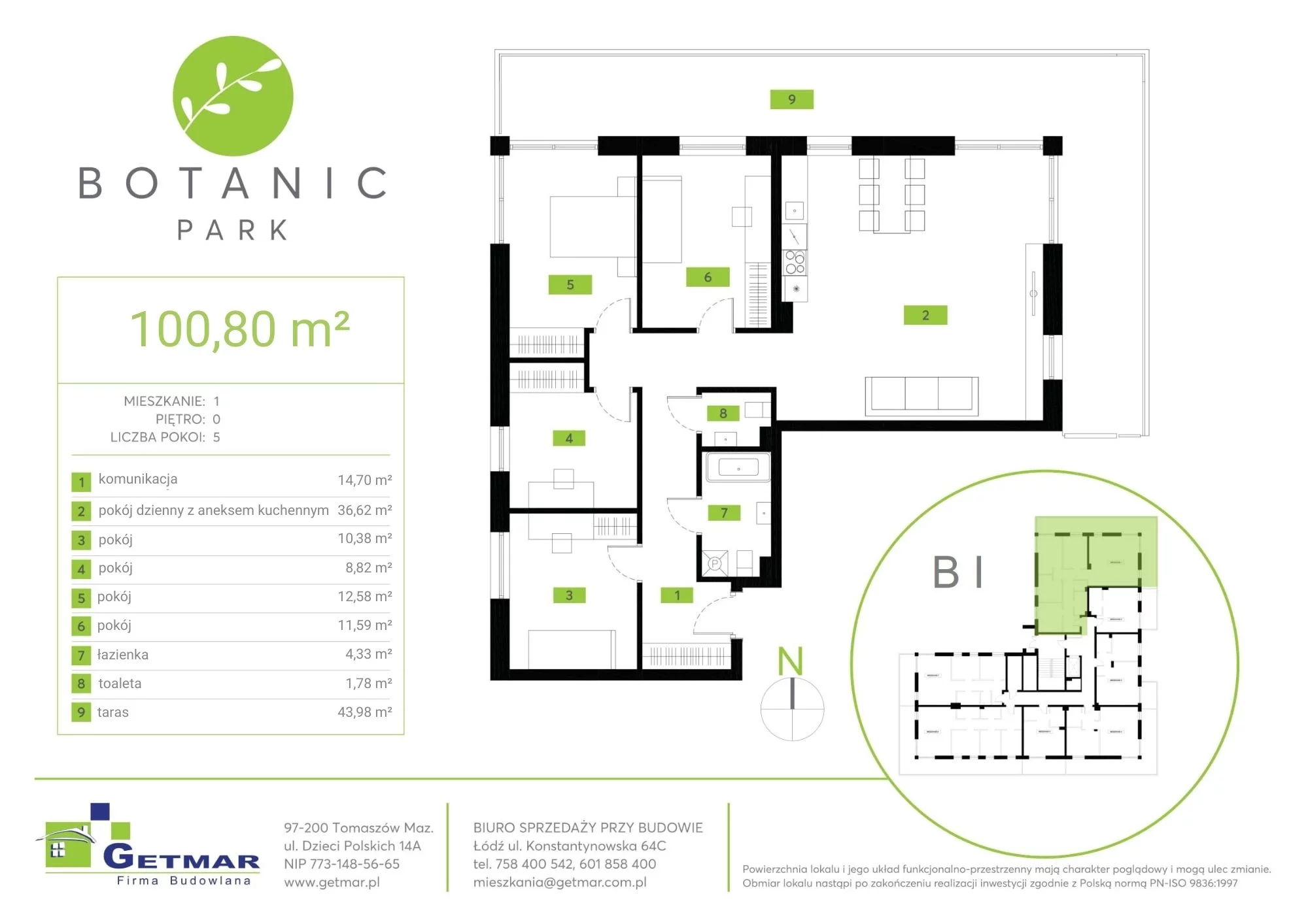 Mieszkanie 100,80 m², parter, oferta nr 1, Botanic Park, Łódź, Polesie, Złotno, ul. Konstantynowska 64c