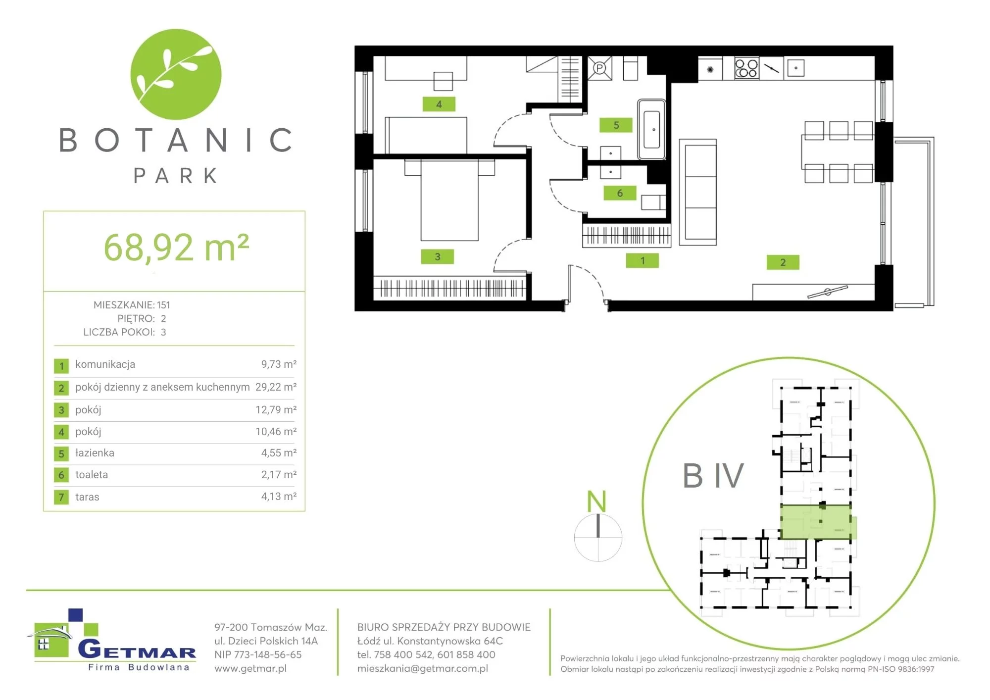 Mieszkanie 68,92 m², piętro 2, oferta nr 151, Botanic Park, Łódź, Polesie, Złotno, ul. Konstantynowska 64c