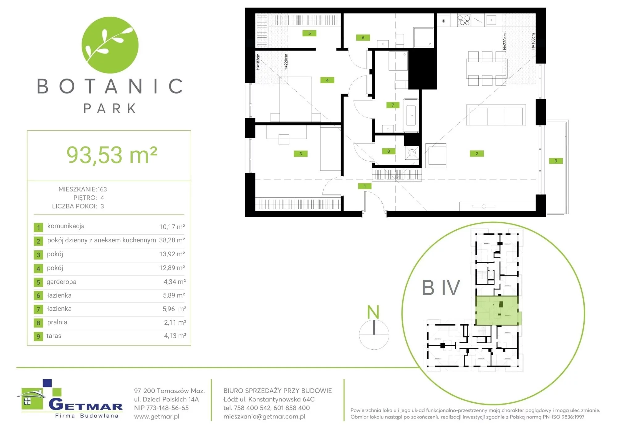 Mieszkanie 93,55 m², piętro 4, oferta nr 163, Botanic Park, Łódź, Polesie, Złotno, ul. Konstantynowska 64c-idx