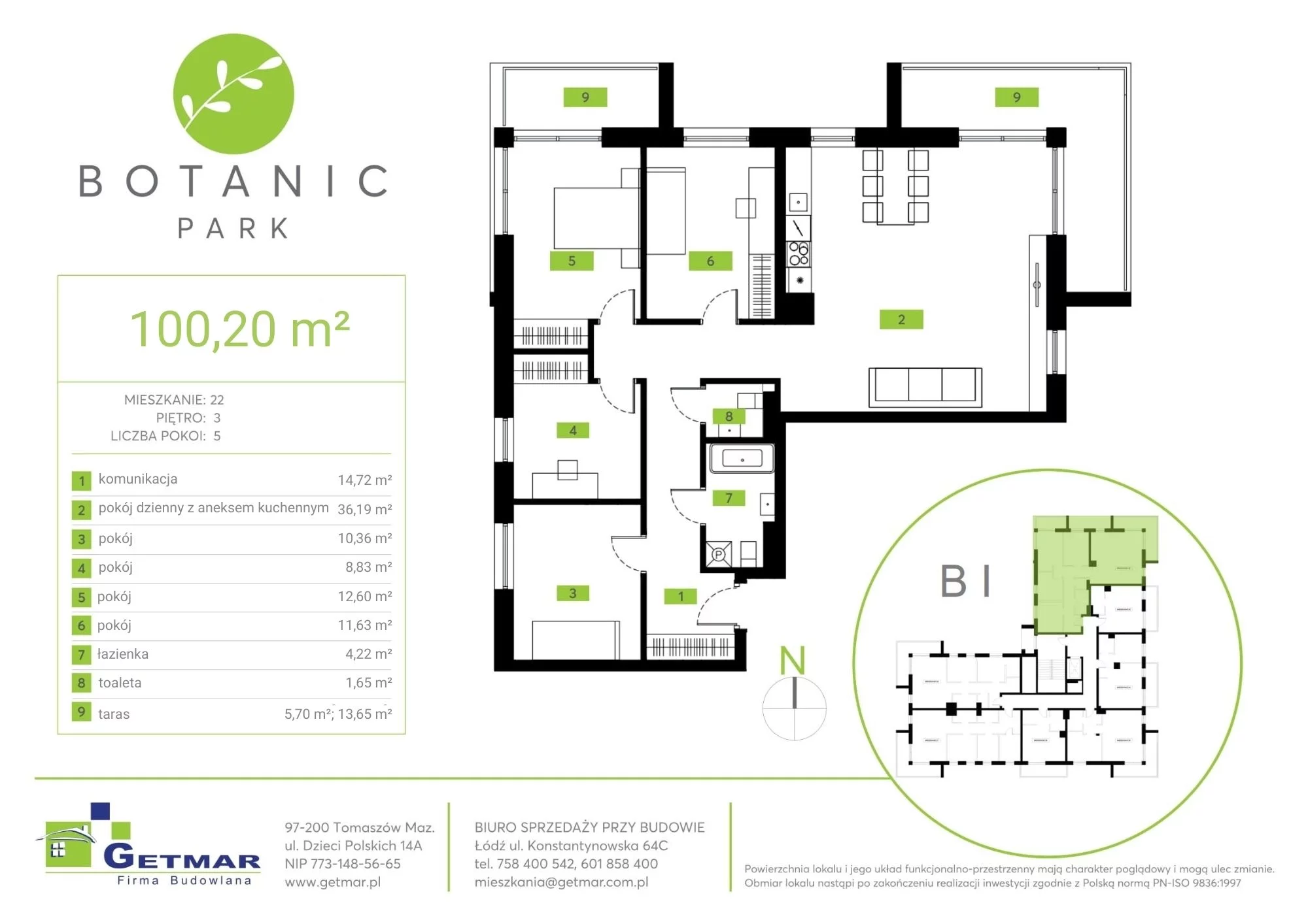 Mieszkanie 100,20 m², piętro 3, oferta nr 22, Botanic Park, Łódź, Polesie, Złotno, ul. Konstantynowska 64c