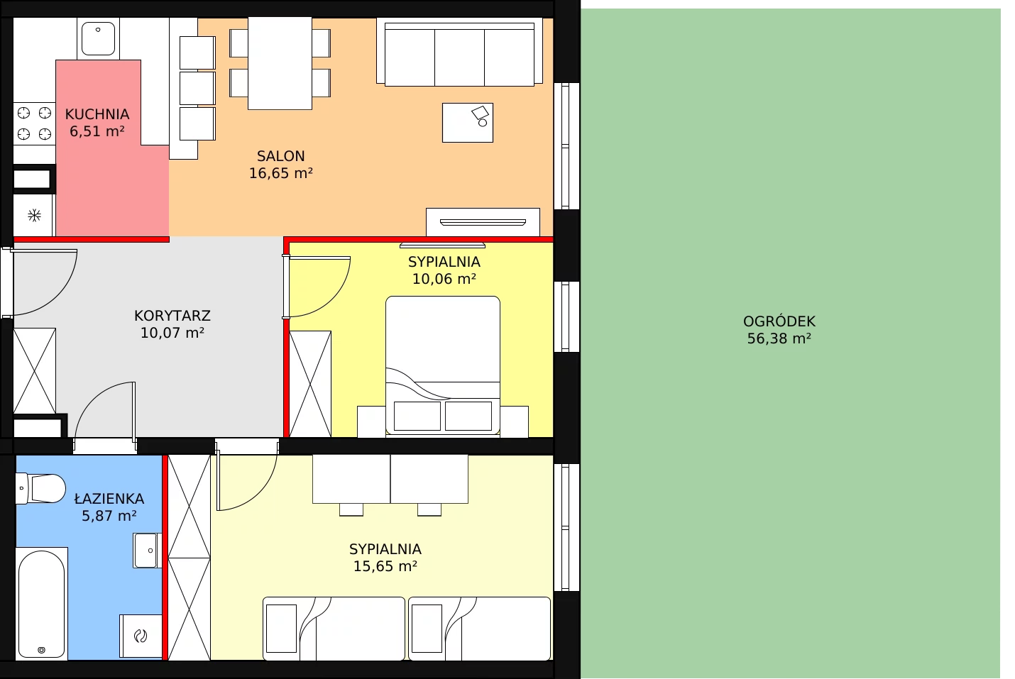 Mieszkanie 64,85 m², parter, oferta nr M10, Enklawa Zalesie, Rzeszów, Zalesie, ul. Mieczysławy Ćwiklińskiej 5A