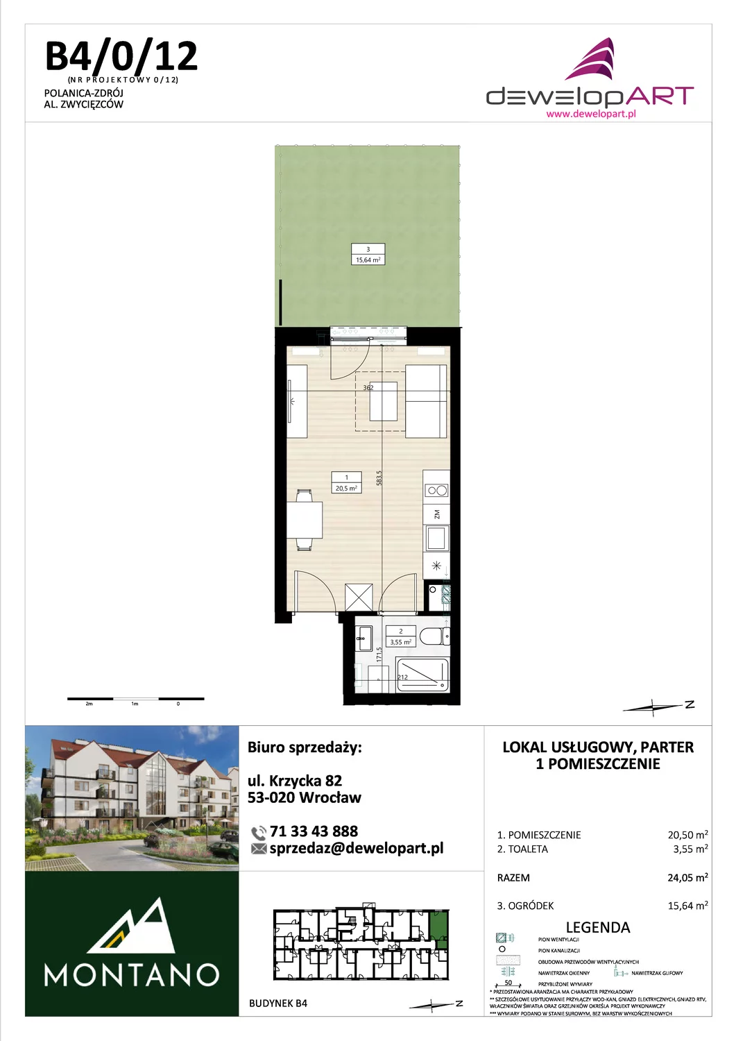 Lokal inwestycyjny 24,05 m², parter, oferta nr B4/0/12, MONTANO - lokale inwestycyjne, Polanica-Zdrój, al. Zwycięzców