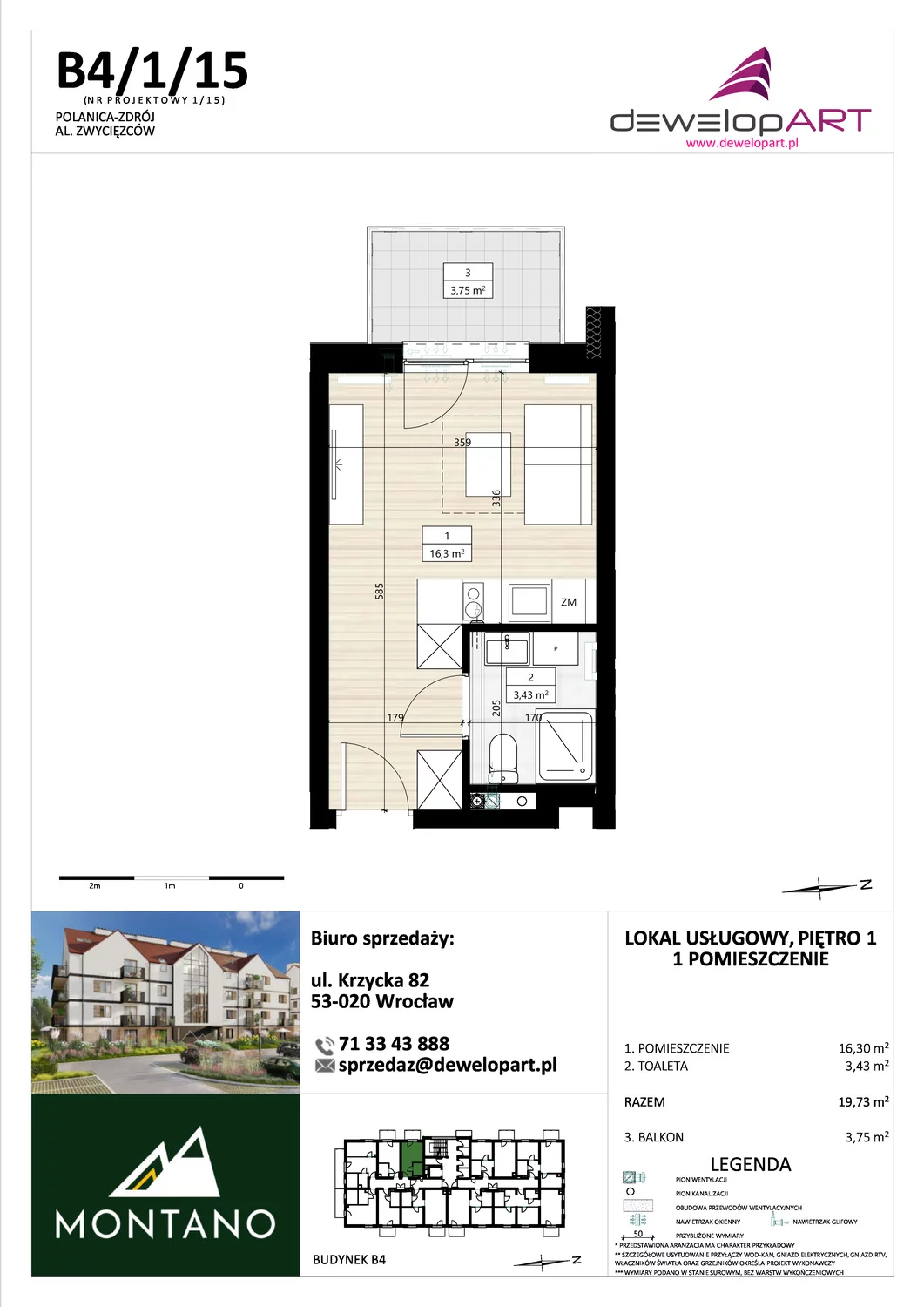 Lokal inwestycyjny 19,74 m², piętro 1, oferta nr B4/1/15, MONTANO - lokale inwestycyjne, Polanica-Zdrój, al. Zwycięzców