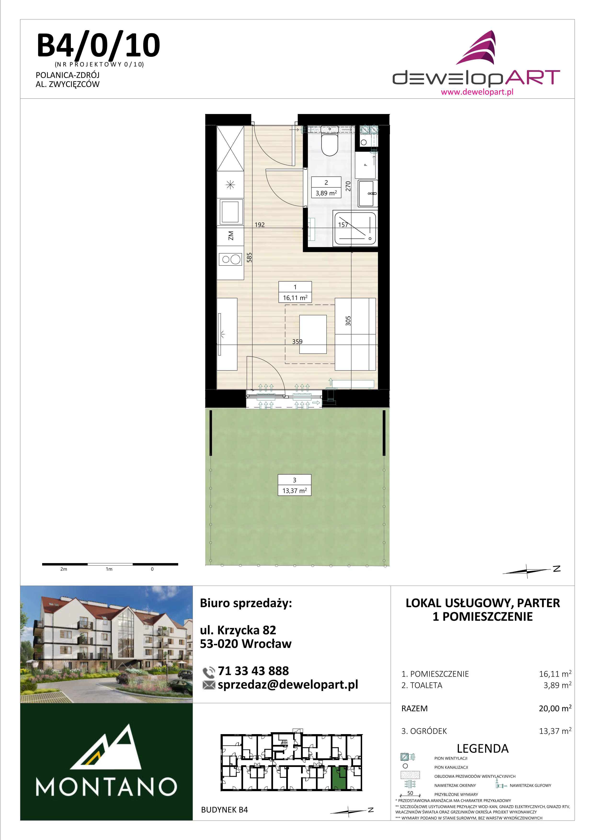 1 pokój, lokal inwestycyjny 20,00 m², parter, oferta nr B4/0/10, MONTANO - lokale inwestycyjne, Polanica-Zdrój, al. Zwycięzców