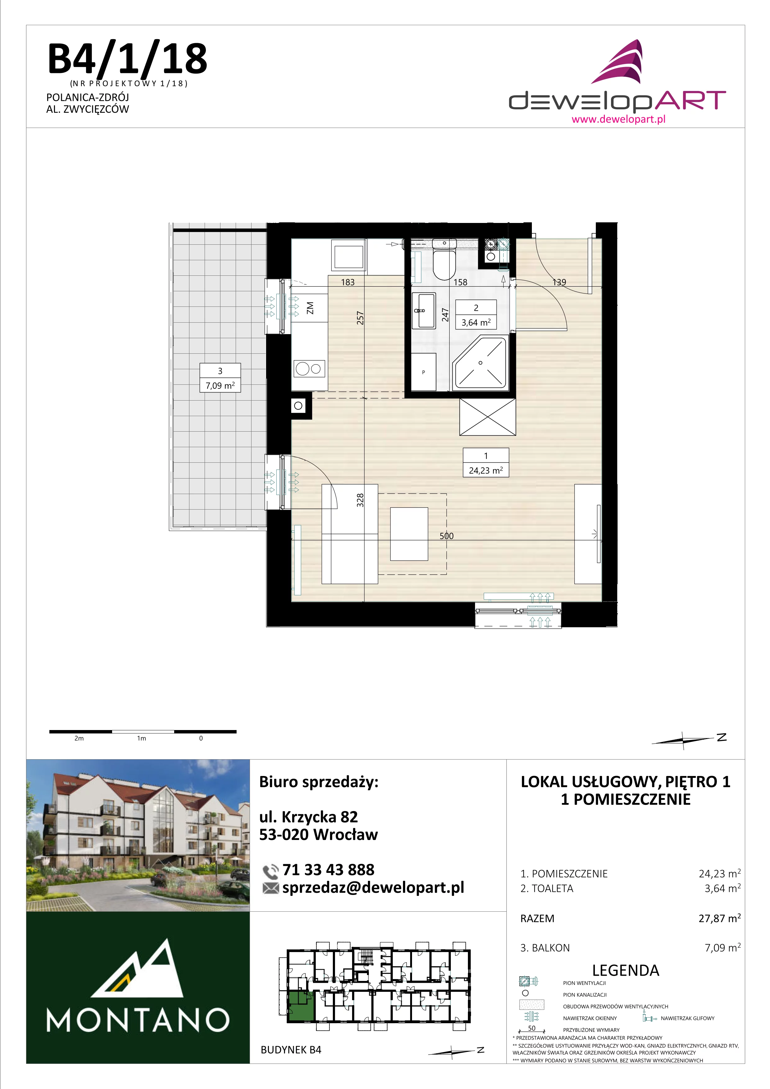 1 pokój, lokal inwestycyjny 27,87 m², piętro 1, oferta nr B4/1/18, MONTANO - lokale inwestycyjne, Polanica-Zdrój, al. Zwycięzców