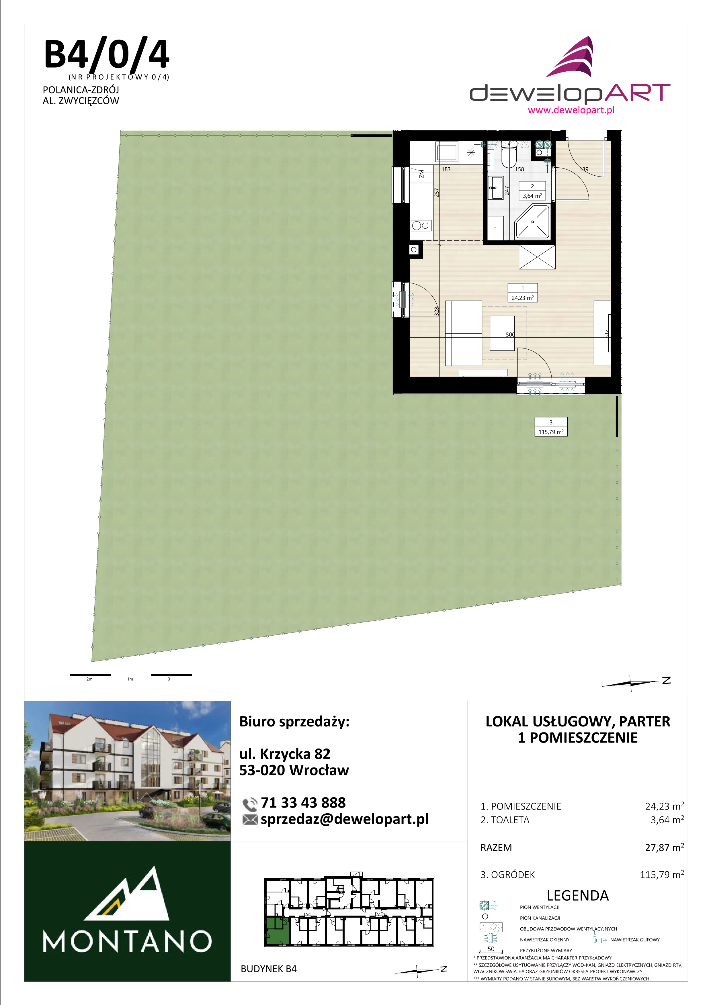 1 pokój, lokal inwestycyjny 27,87 m², parter, oferta nr B4/0/4, MONTANO - lokale inwestycyjne, Polanica-Zdrój, al. Zwycięzców
