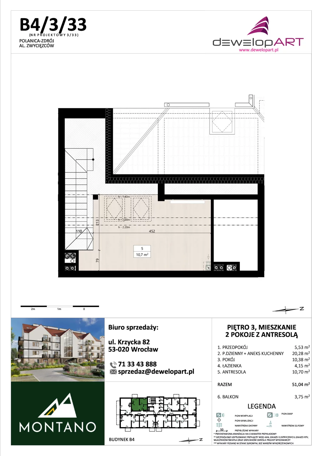 Mieszkanie 51,06 m², piętro 3, oferta nr B4/3/33, MONTANO, Polanica-Zdrój, al. Zwycięzców