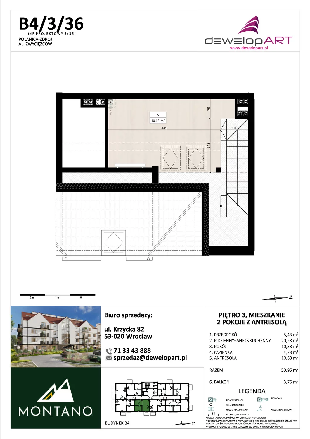 Mieszkanie 50,96 m², piętro 3, oferta nr B4/3/36, MONTANO, Polanica-Zdrój, al. Zwycięzców