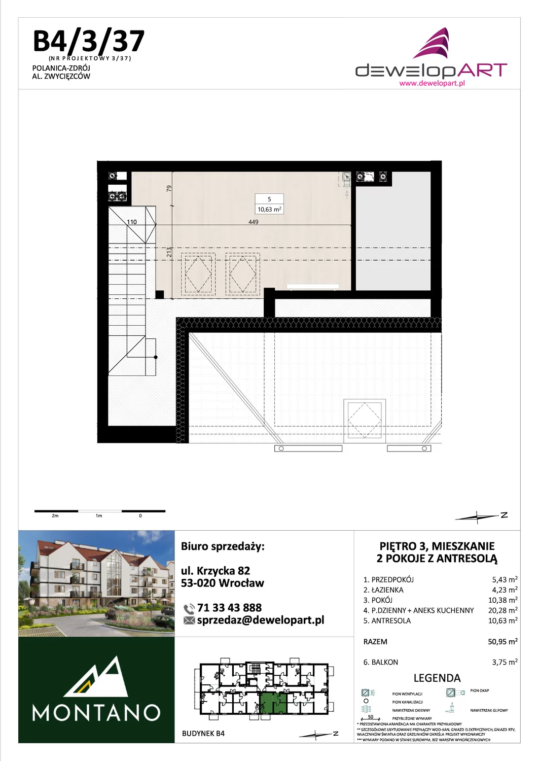 Mieszkanie 50,96 m², piętro 3, oferta nr B4/3/37, MONTANO, Polanica-Zdrój, al. Zwycięzców