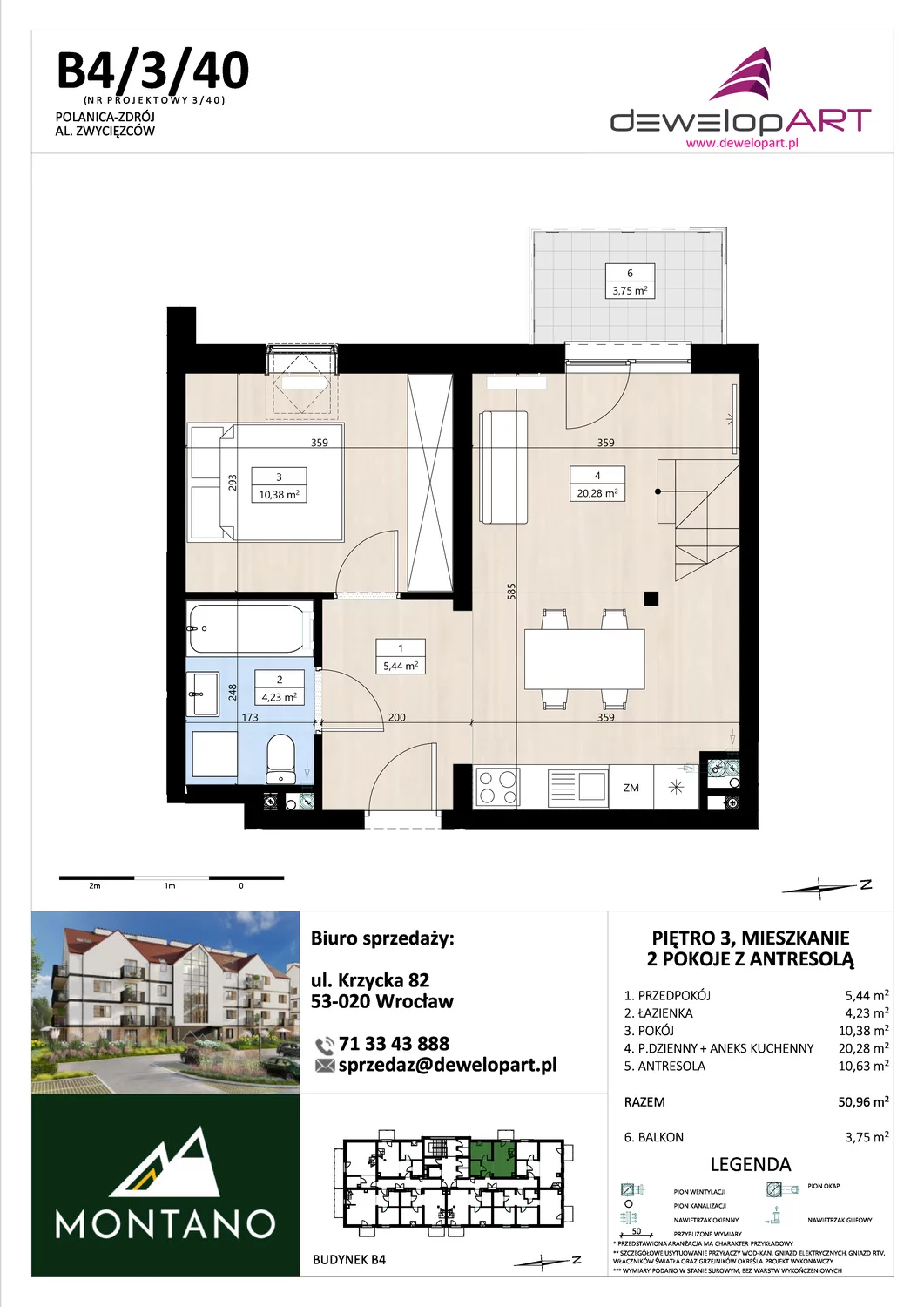 Mieszkanie 50,96 m², piętro 3, oferta nr B4/3/40, MONTANO, Polanica-Zdrój, al. Zwycięzców