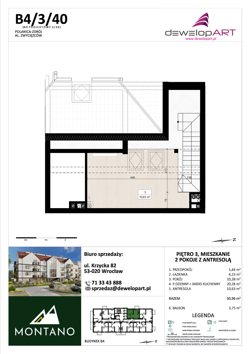 Mieszkanie 50,96 m², piętro 3, oferta nr B4/3/40, MONTANO, Polanica-Zdrój, al. Zwycięzców