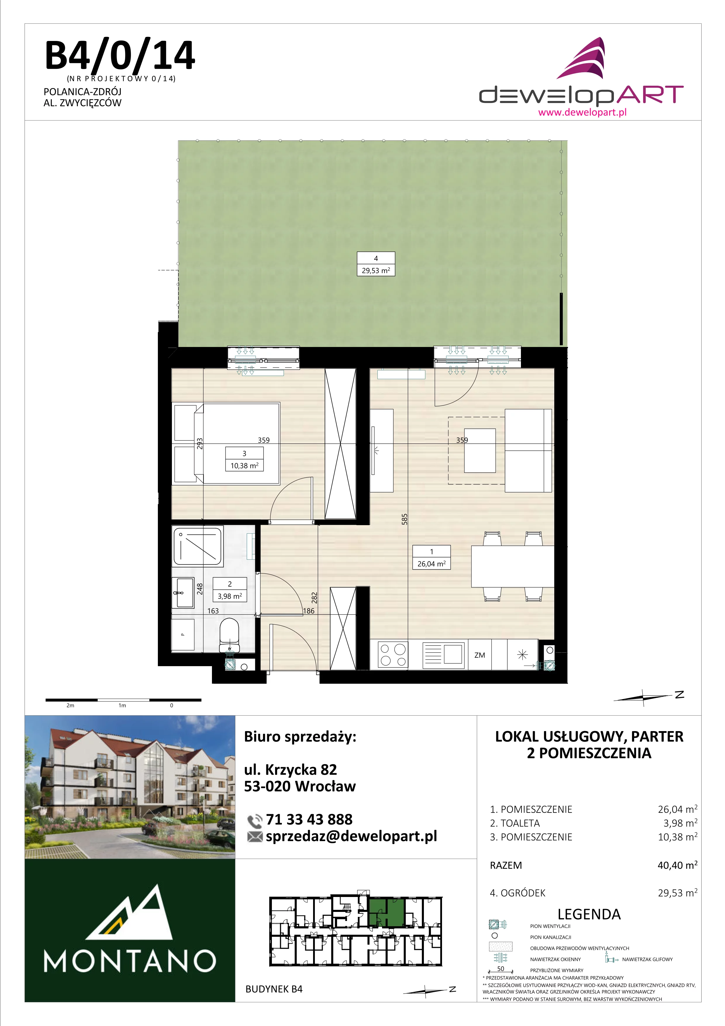 2 pokoje, lokal inwestycyjny 40,41 m², parter, oferta nr B4/0/14, MONTANO - lokale inwestycyjne, Polanica-Zdrój, al. Zwycięzców
