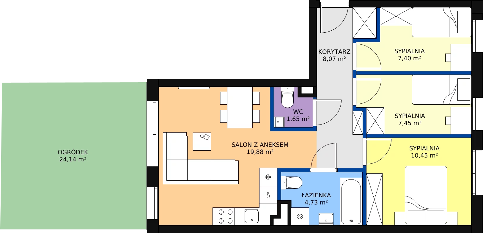 Zalety mieszkania 59.63 m², A2/0/1