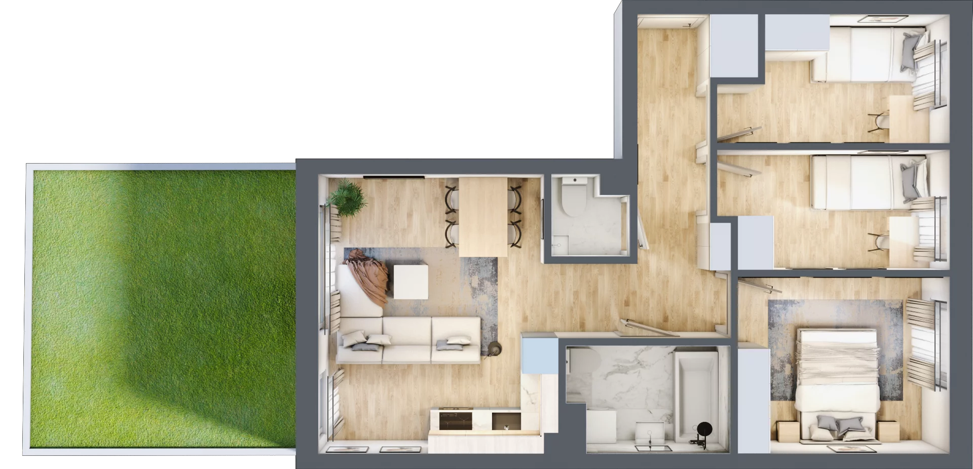 Mieszkanie 59,63 m², parter, oferta nr A2/0/1, Accanto, Kiełczów, ul. Bawarska