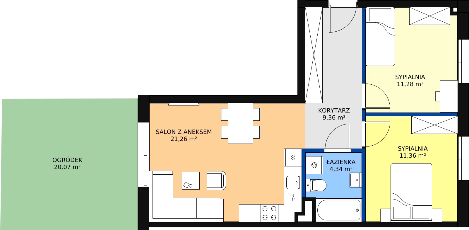 Zalety mieszkania 57.6 m², A3/0/1