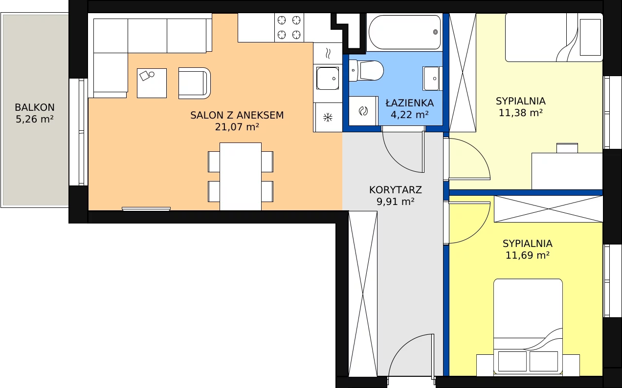 Zalety mieszkania 58.27 m², A3/2/3