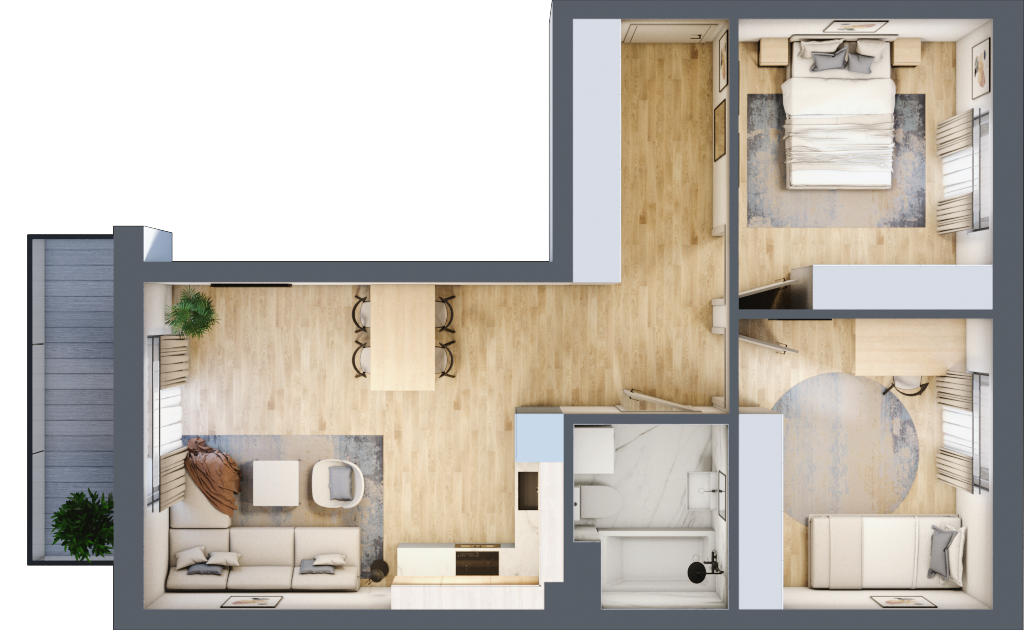 Mieszkanie 57,70 m², piętro 2, oferta nr A4/2/1, Accanto, Kiełczów, ul. Bawarska