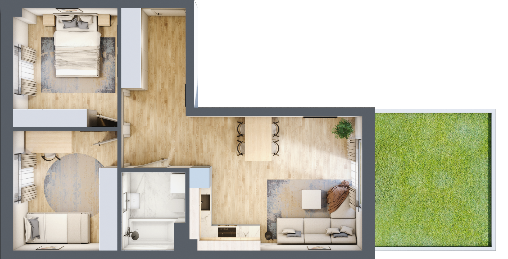 Mieszkanie 57,68 m², parter, oferta nr B2/0/1, Accanto, Kiełczów, ul. Bawarska