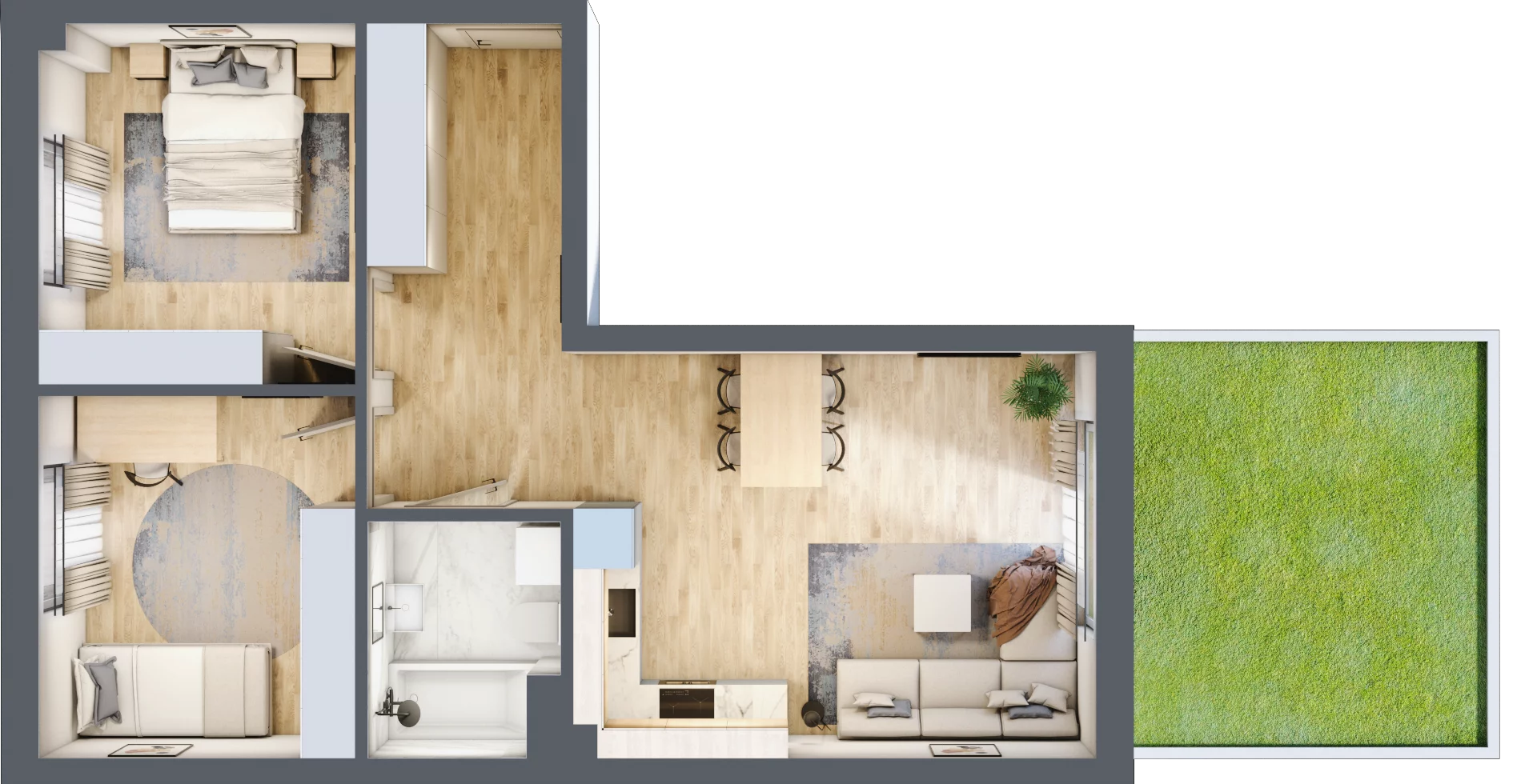 Mieszkanie 57,68 m², parter, oferta nr B2/0/1, Accanto, Kiełczów, ul. Bawarska