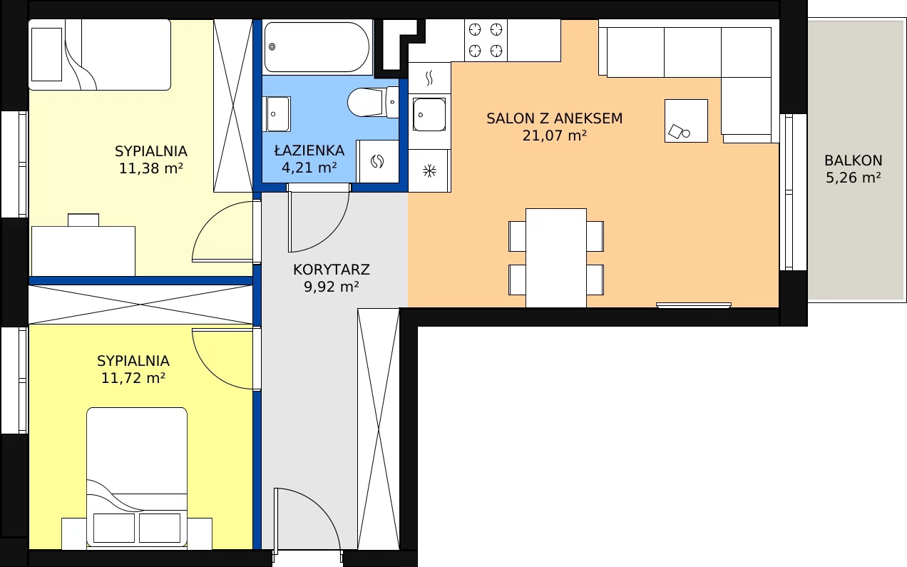 Zalety mieszkania 58.3 m², B2/1/3