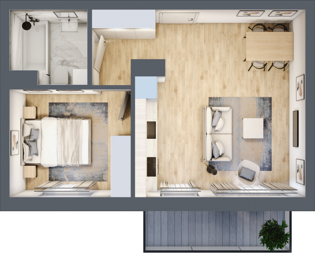 Mieszkanie 38,89 m², piętro 2, oferta nr B3/2/2, Accanto, Kiełczów, ul. Bawarska