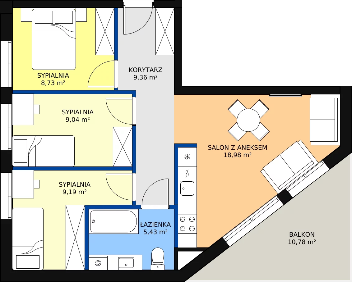 Zalety mieszkania 60.73 m², B3/2/3