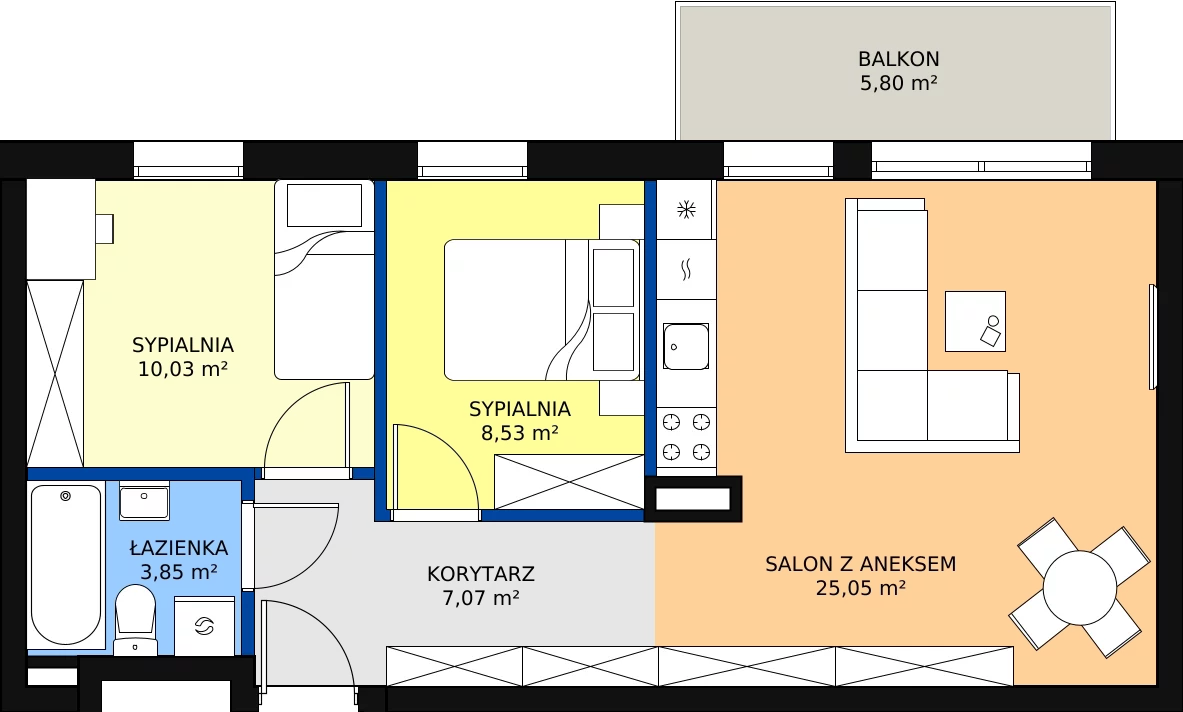 Zalety mieszkania 54.53 m², C1/1/2