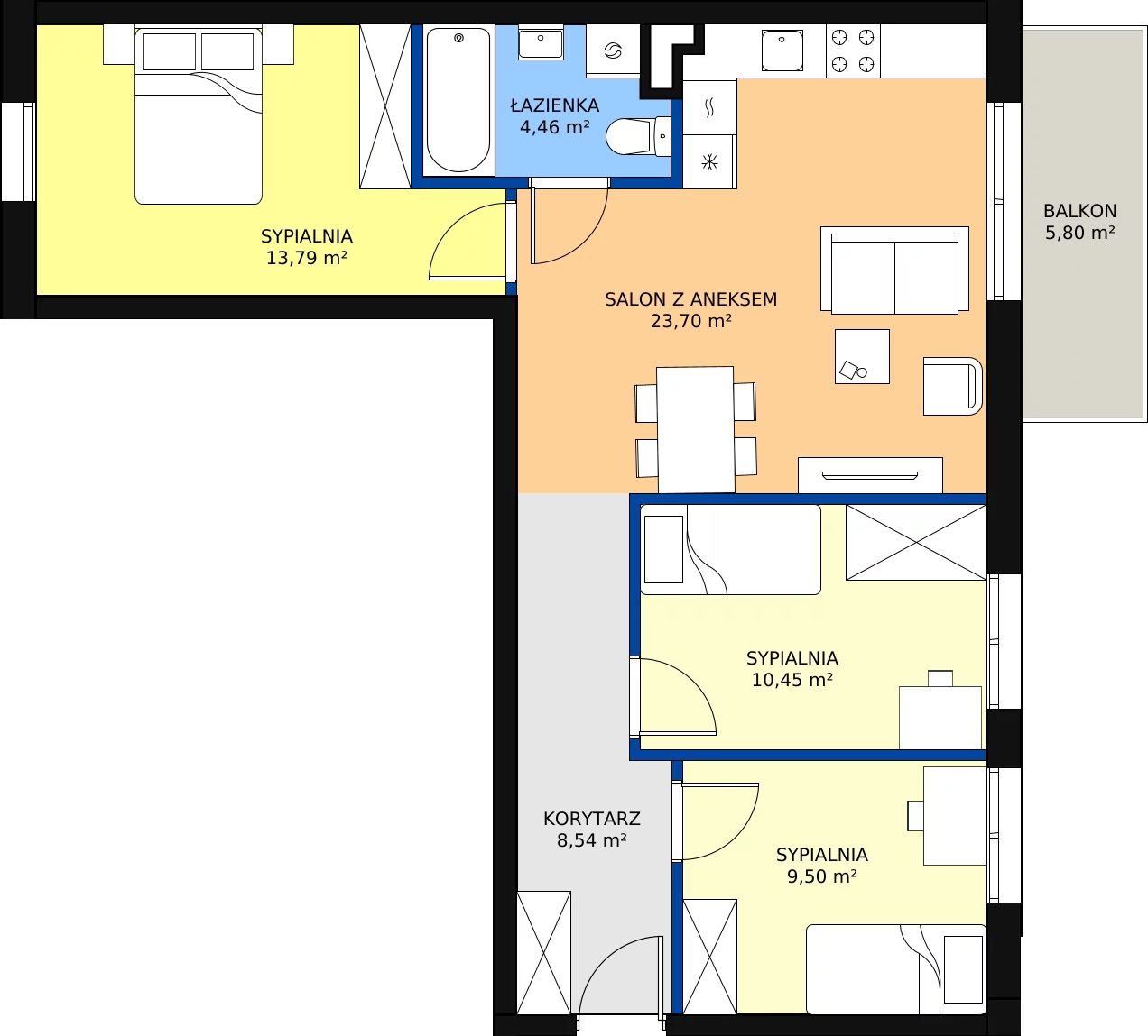Zalety mieszkania 70.44 m², C1/1/3