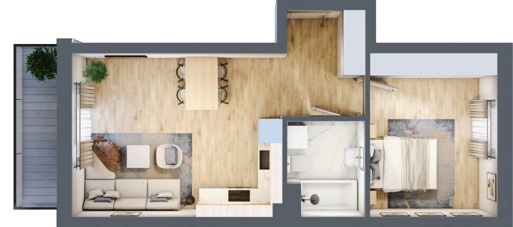 Mieszkanie 43,48 m², piętro 2, oferta nr C2/2/1, Accanto, Kiełczów, ul. Bawarska