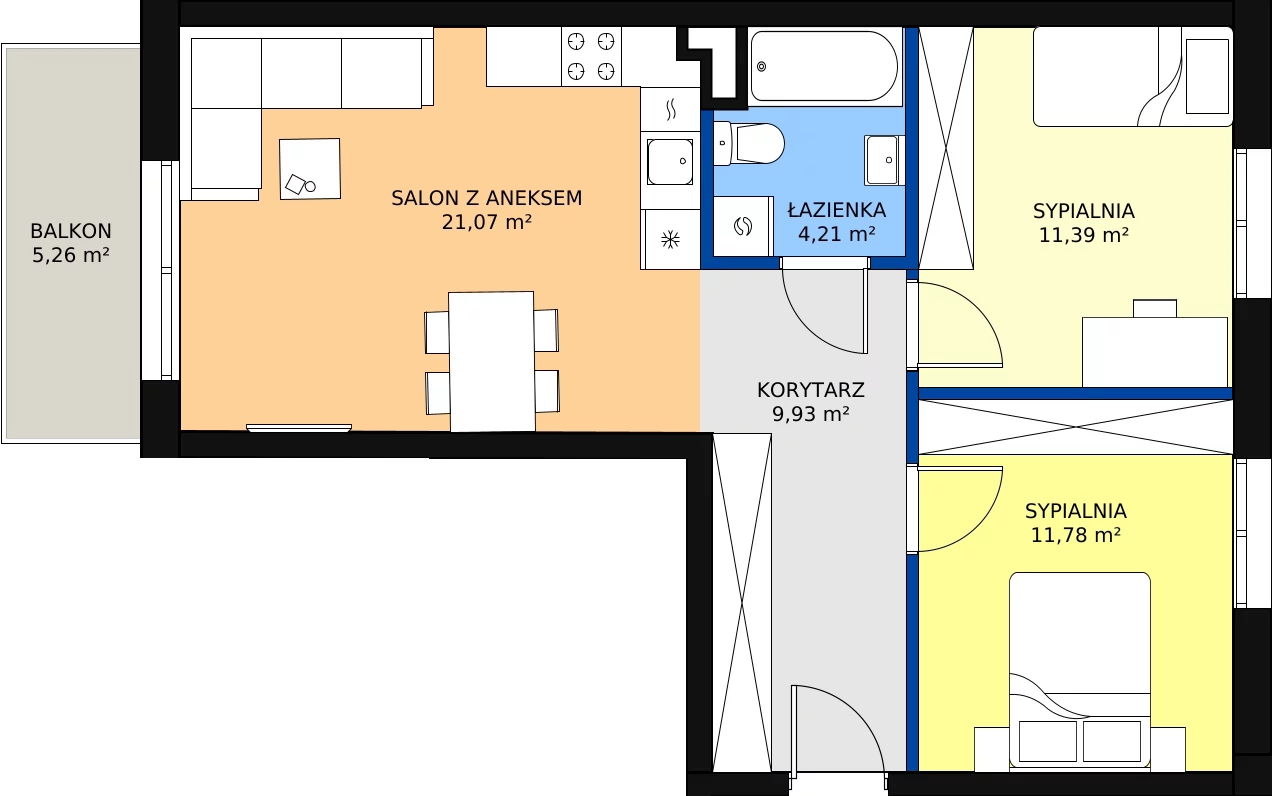 Zalety mieszkania 58.38 m², C2/2/3