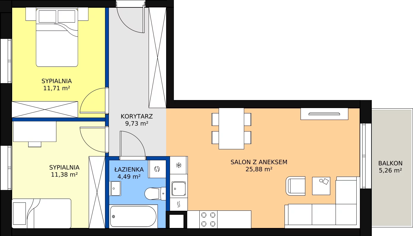 Zalety mieszkania 63.19 m², D1/1/3