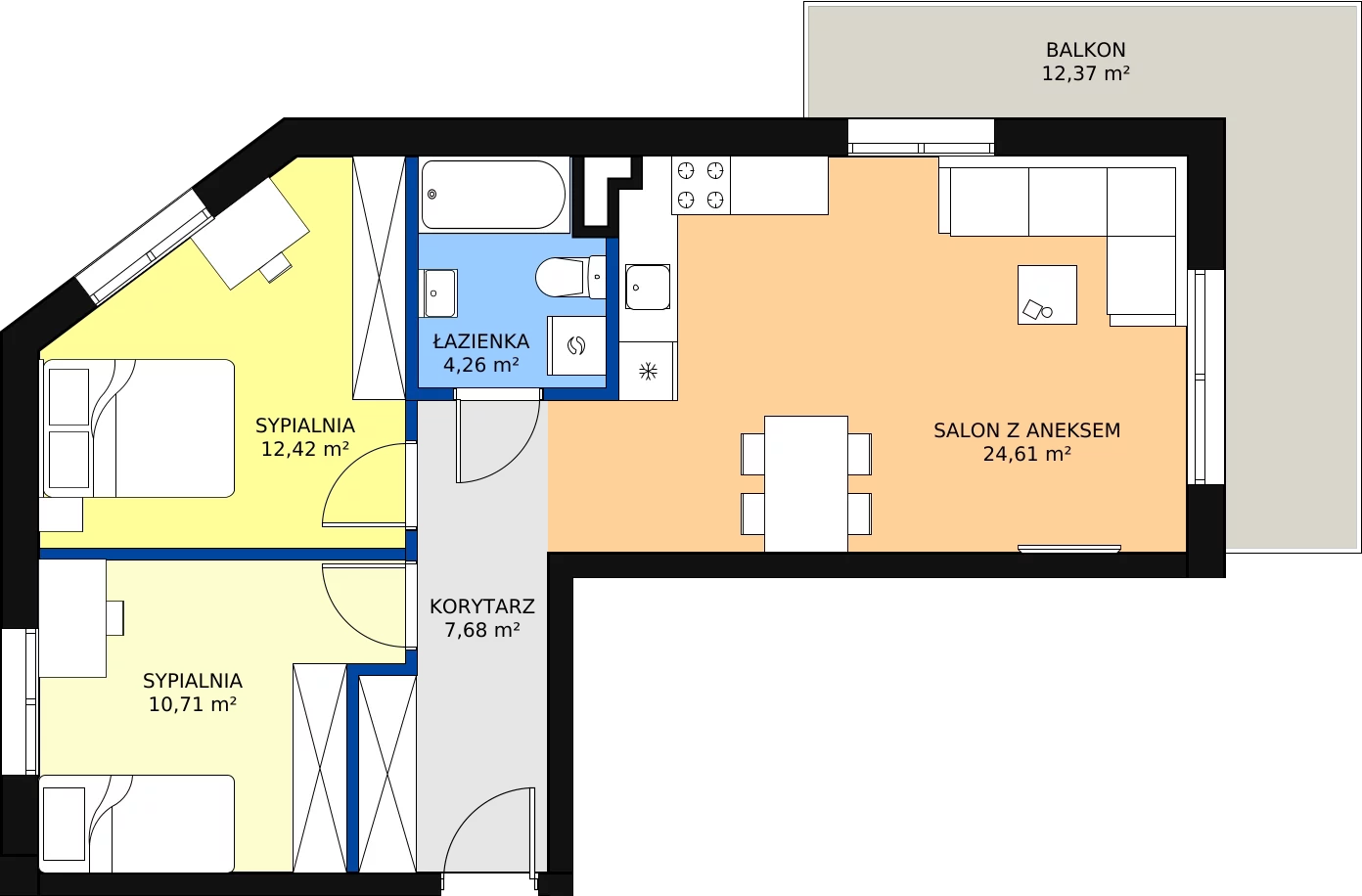 Zalety mieszkania 59.78 m², D1/2/1