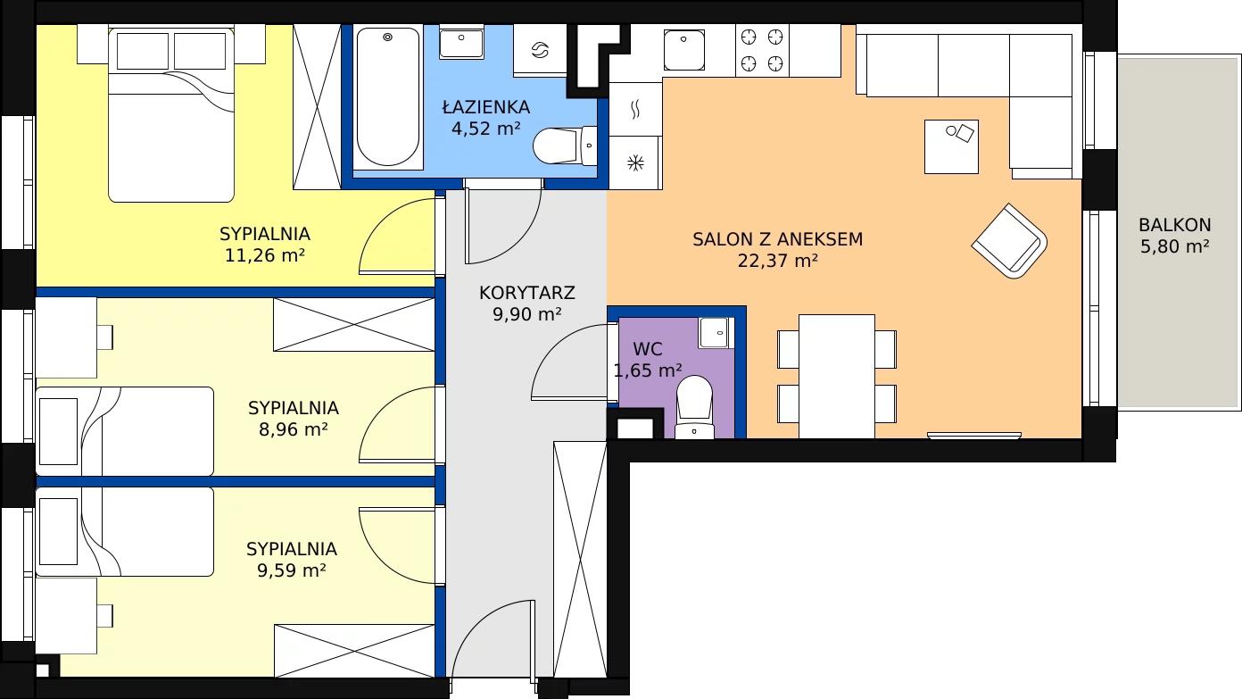 Zalety mieszkania 68.26 m², D2/1/1