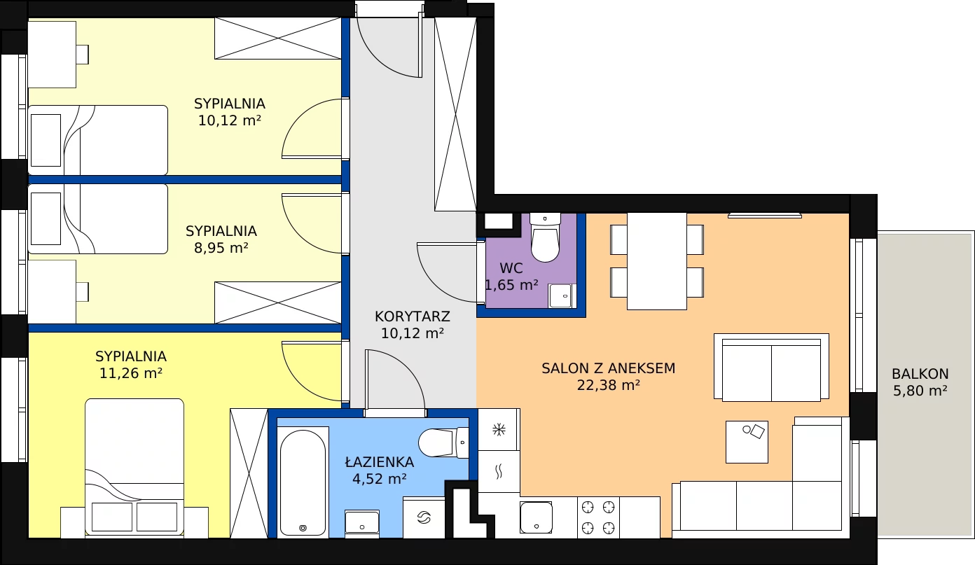 Zalety mieszkania 69 m², D3/1/3