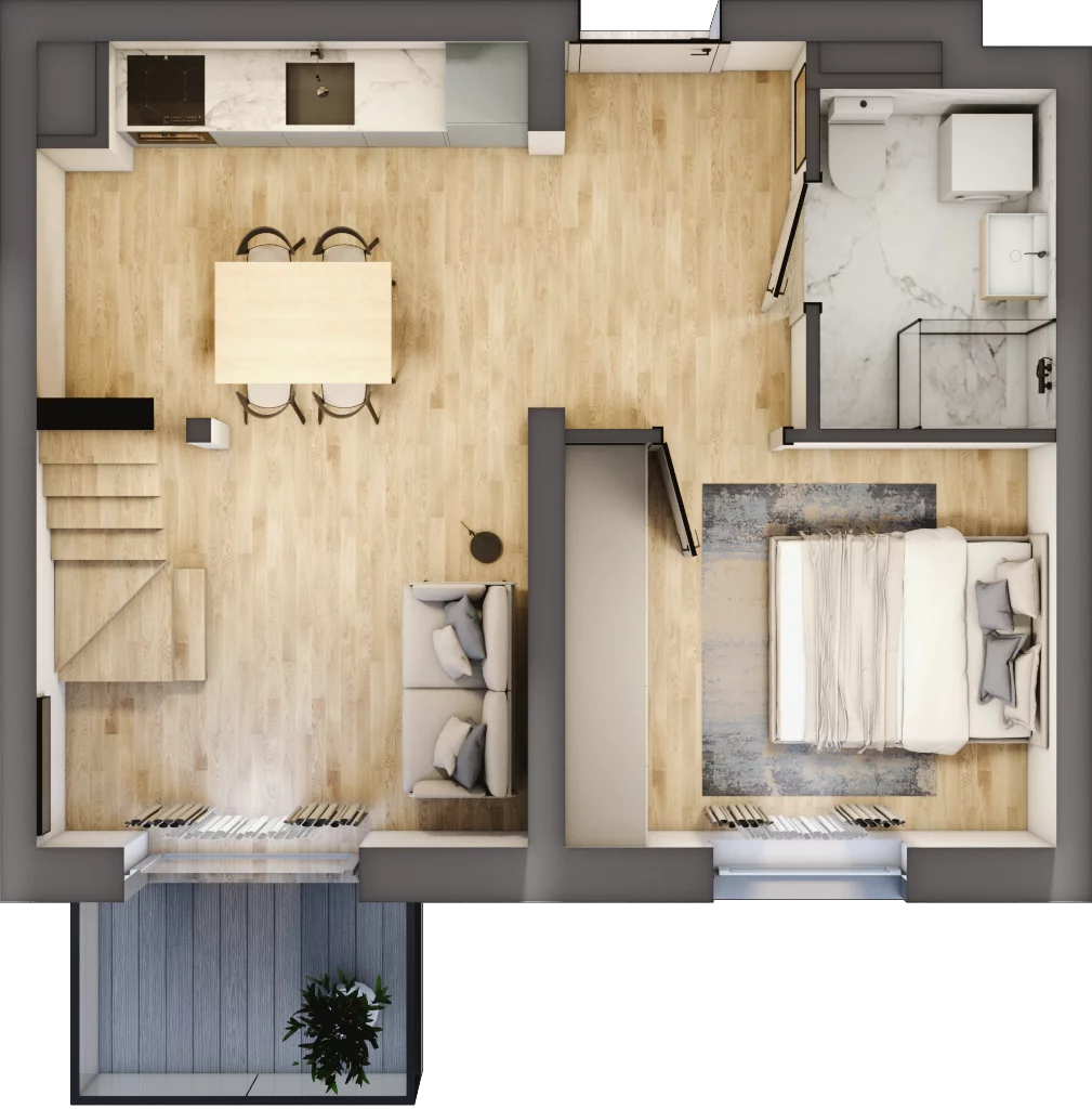 2 pokoje, mieszkanie 50,96 m², piętro 3, oferta nr B3/3/36, MONTANO, Polanica-Zdrój, al. Zwycięzców