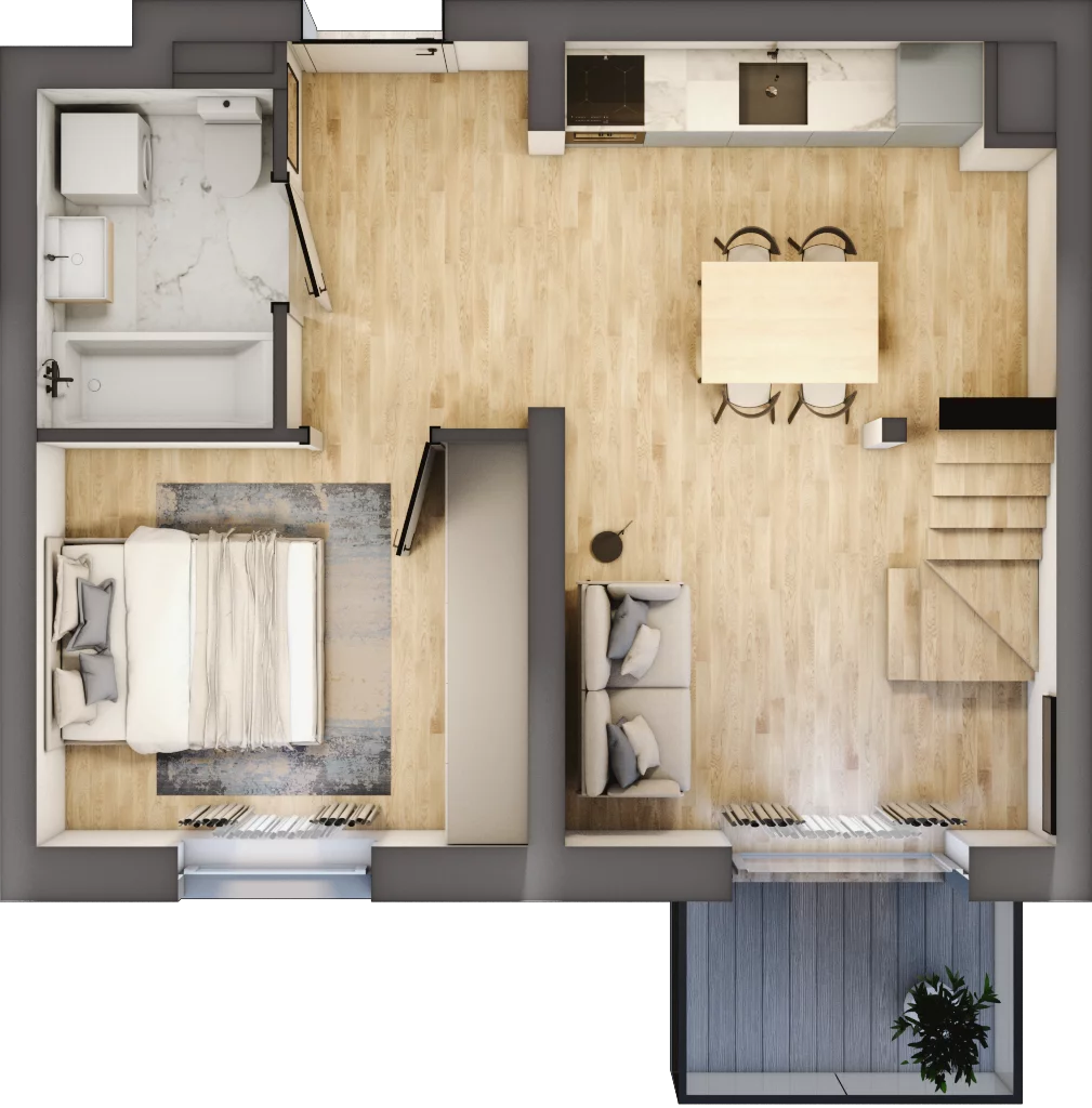 2 pokoje, mieszkanie 50,96 m², piętro 3, oferta nr B3/3/37, MONTANO, Polanica-Zdrój, al. Zwycięzców