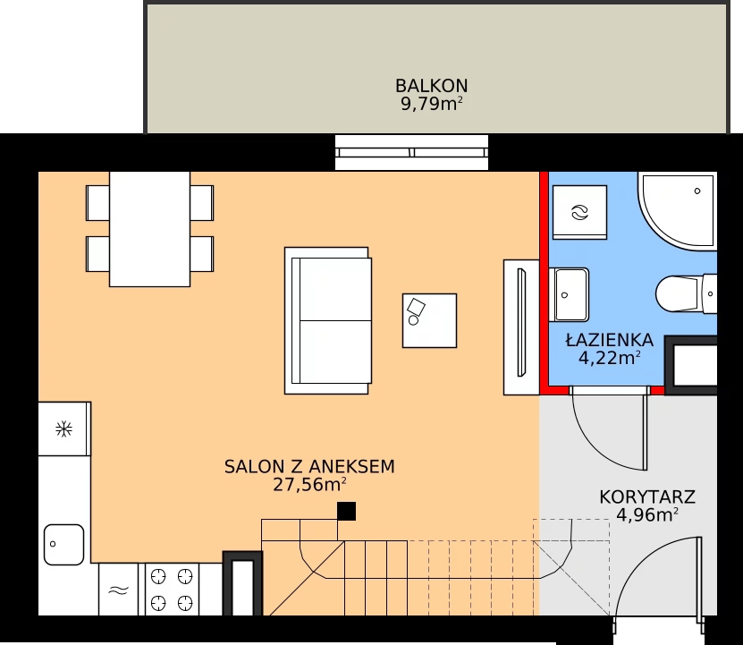 Zalety mieszkania 49.05 m², B3/3/34