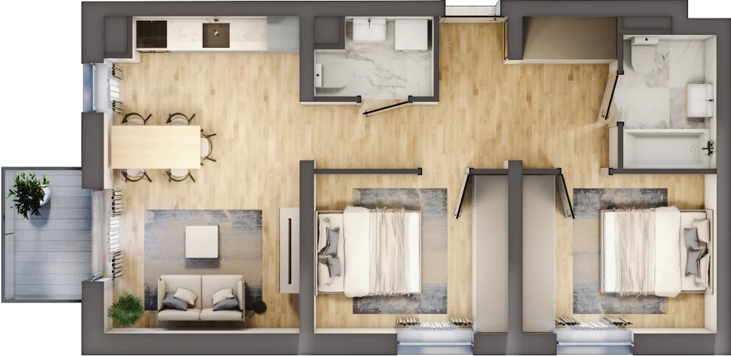 3 pokoje, mieszkanie 60,51 m², piętro 3, oferta nr B3/3/38, MONTANO, Polanica-Zdrój, al. Zwycięzców