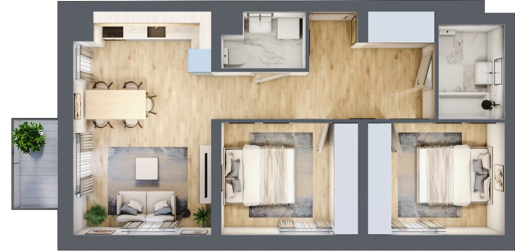 3 pokoje, mieszkanie 60,53 m², piętro 2, oferta nr B3/2/30, MONTANO, Polanica-Zdrój, al. Zwycięzców