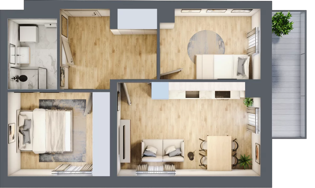 3 pokoje, mieszkanie 47,63 m², piętro 2, oferta nr B3/2/27, MONTANO, Polanica-Zdrój, al. Zwycięzców