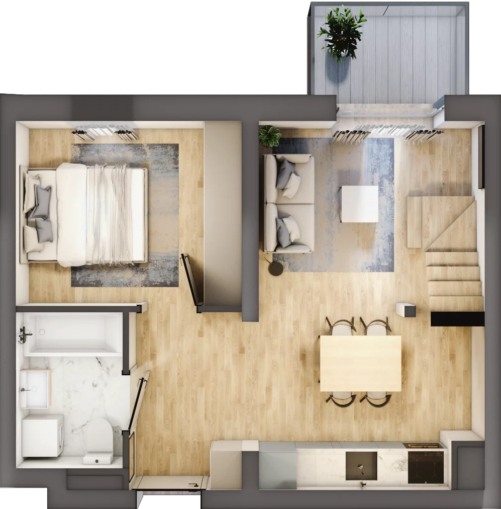 2 pokoje, mieszkanie 51,06 m², piętro 3, oferta nr B3/3/33, MONTANO, Polanica-Zdrój, al. Zwycięzców