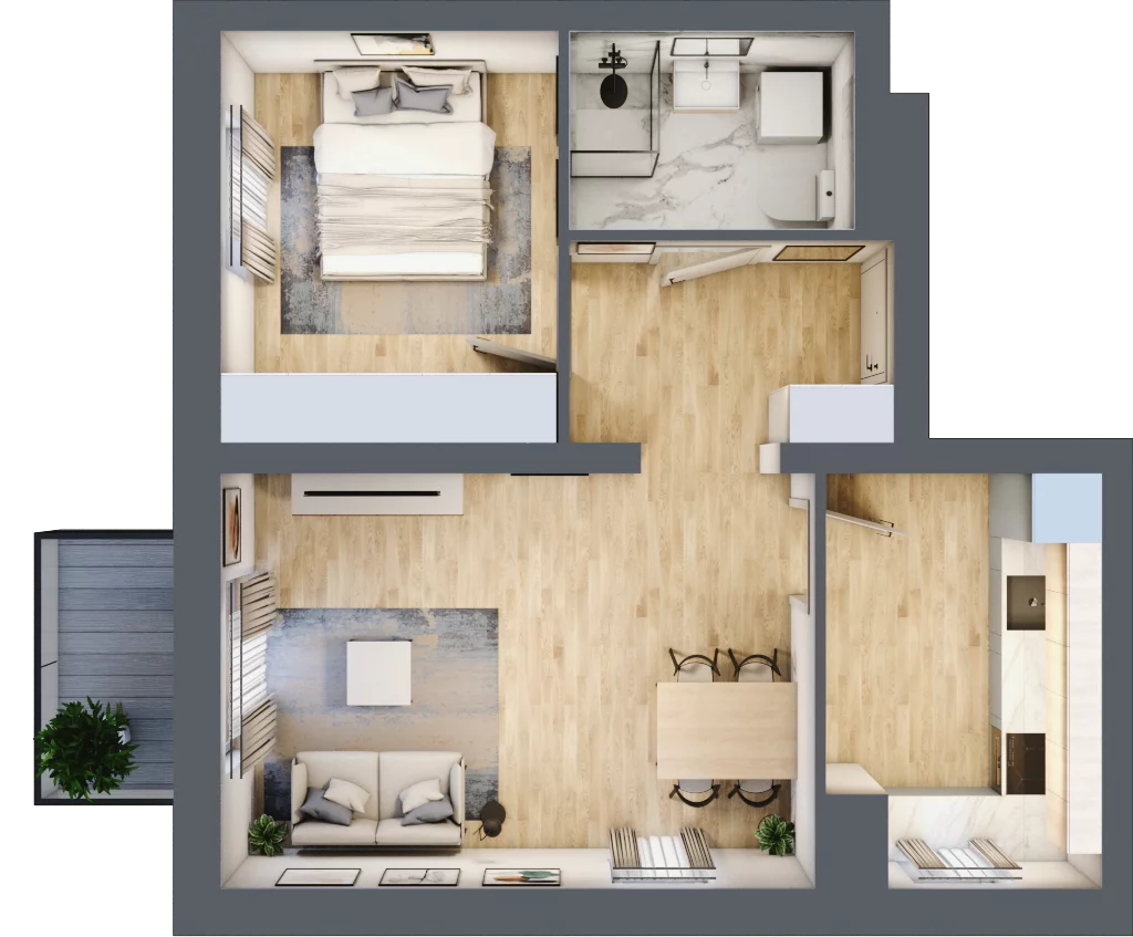 2 pokoje, mieszkanie 46,37 m², piętro 1, oferta nr B3/1/23, MONTANO, Polanica-Zdrój, al. Zwycięzców