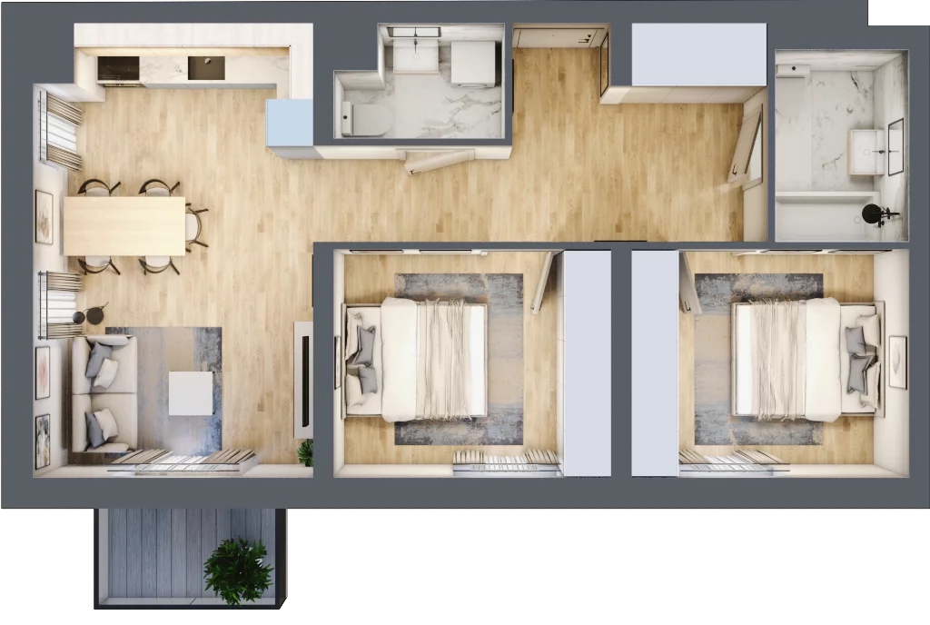 3 pokoje, mieszkanie 60,53 m², piętro 1, oferta nr B3/1/22, MONTANO, Polanica-Zdrój, al. Zwycięzców
