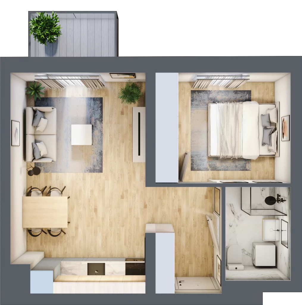 2 pokoje, mieszkanie 40,13 m², piętro 1, oferta nr B3/1/24, MONTANO, Polanica-Zdrój, al. Zwycięzców