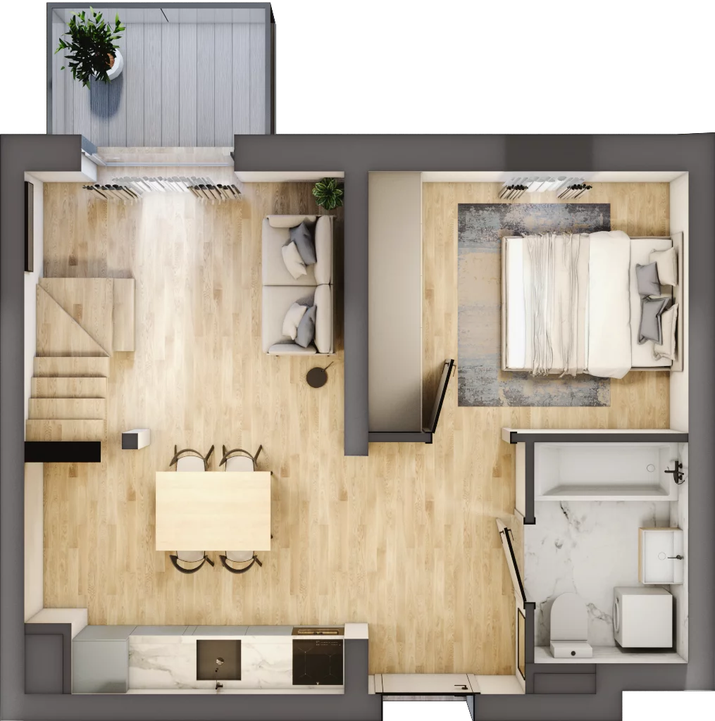 2 pokoje, mieszkanie 50,96 m², piętro 3, oferta nr B3/3/40, MONTANO, Polanica-Zdrój, al. Zwycięzców