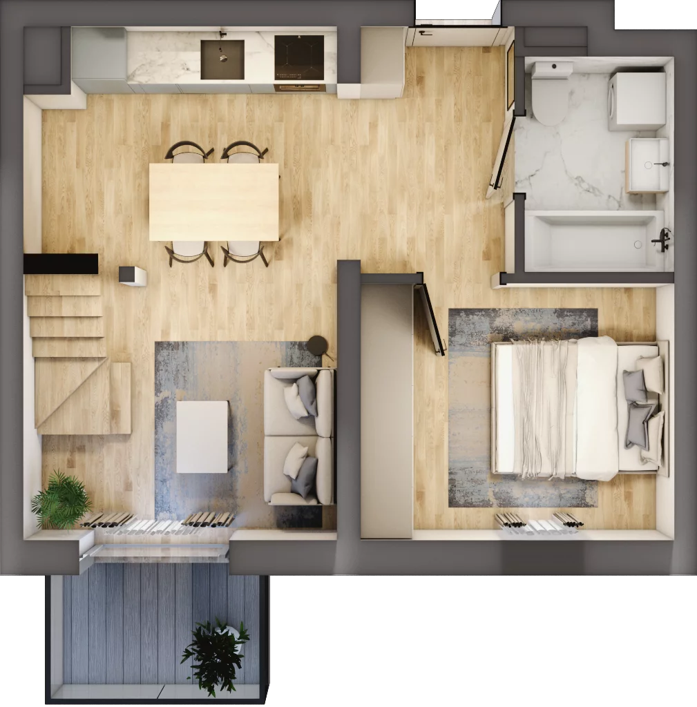 2 pokoje, mieszkanie 50,96 m², piętro 3, oferta nr B4/3/37, MONTANO, Polanica-Zdrój, al. Zwycięzców