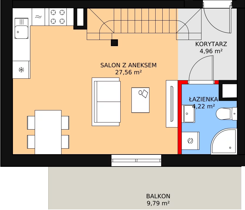 Mieszkanie 49,05 m², piętro 3, oferta nr B4/3/34, MONTANO, Polanica-Zdrój, al. Zwycięzców